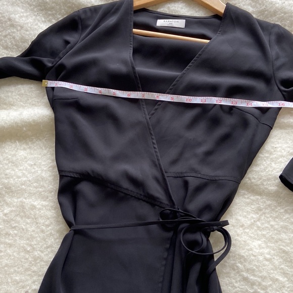 Aritzia Babaton Sz XXS Theo Midi Black Wrap Dress - Picture 10 of 12